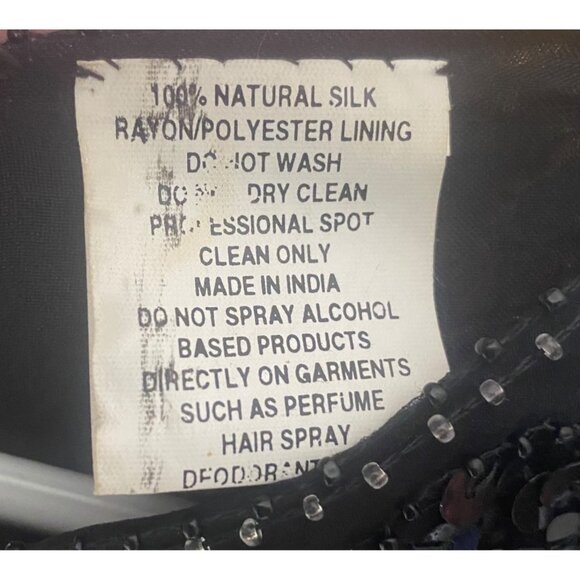 Vintage Patchouli Silk Top Womens Size L Black Sequined Party Cocktail Evening G - Picture 4 of 14